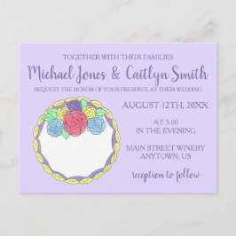 Blommigt Flowers Ro Möhippa Bröllop kummel Inbjudan Vykort