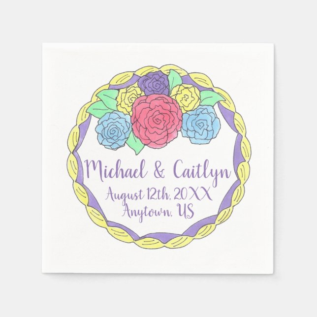 Blommigt Flowers Ro Möhippa Bröllop kummel Pappersservett (Framsidan)