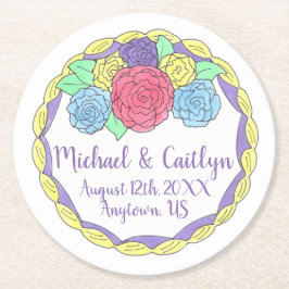 Blommigt Flowers Ro Möhippa Bröllop kummel Underlägg Papper Rund