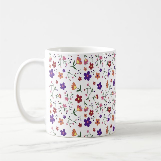 Blommigt Flowers vattenfärg Kaffemugg (Vänster)