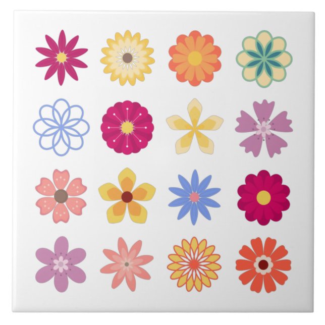 Blommigt Flowers, Vintage Flowers Kakelplatta (Framsidan)