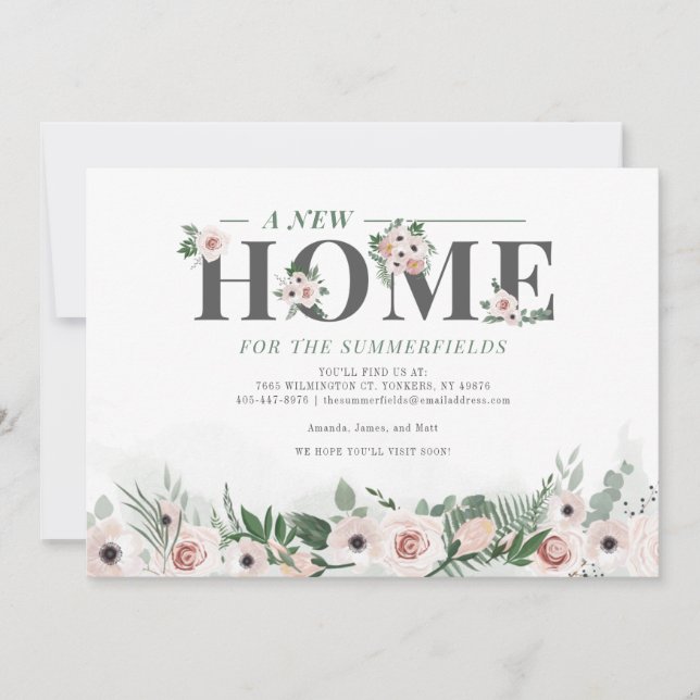 Blommigt Flytta Botanisk Ny adress Flyttat Meddelande (Framsida)