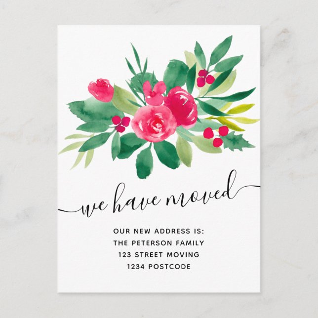 Blommigt flytta vintertid meddelande vykort (Framsida)