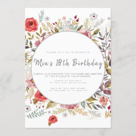 Blommigt Födelsedagsfest inbjudan