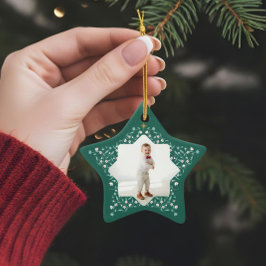 Blommigt Foliage Elegant Grönt Star 2 Photo Keepsa Julgransprydnad Keramik