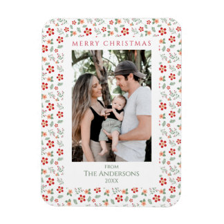 Blommigt Foliage Elegant julfoto Magnet