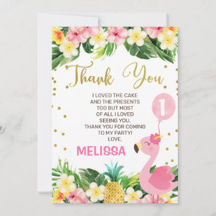 Blommigt Foliage Flamingo Birthday - tack för ditt Inbjudningar