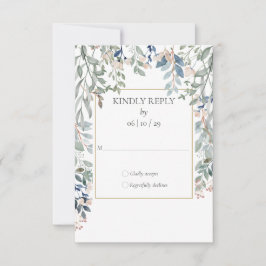 Blommigt Foliage Guld Geometric Bröllop OSA Kort