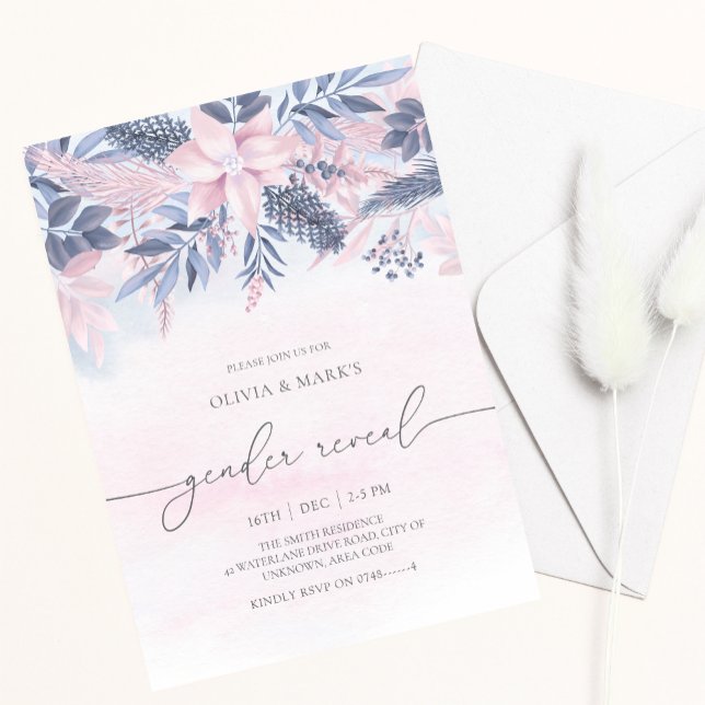 Blommigt Foliage Helgdag Gender Reveal Inbjudningar (Skapare uppladdad)