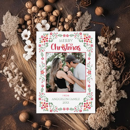 Blommigt Foliage One Photo jul Helgkort