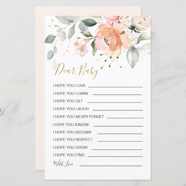 Blommigt Foliage Önskemål för Baby Game Papprare L (Fram/baksida)