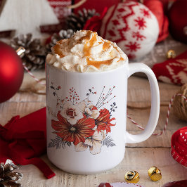 Blommigt Foliage Red Cream Namn Kaffemugg