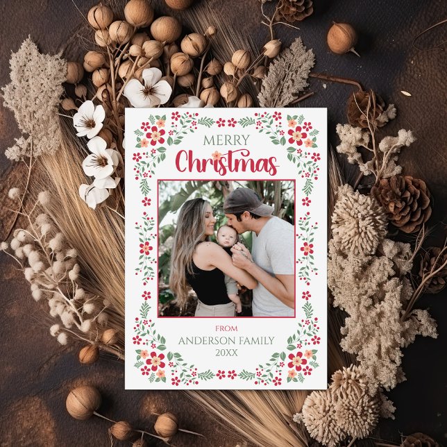 Blommigt Foliage Two Photo God jul Helgkort (Skapare uppladdad)