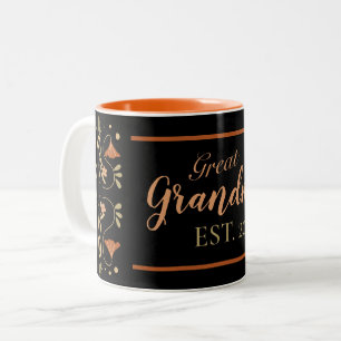 Blommigt Folk Art Underbar Grandma Est 2022 Två-Tonad Mugg