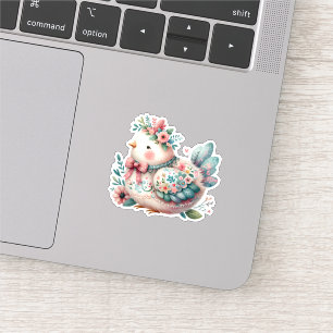 Blommigt Folk Bird med Pastel Boho Charm Klistermärken