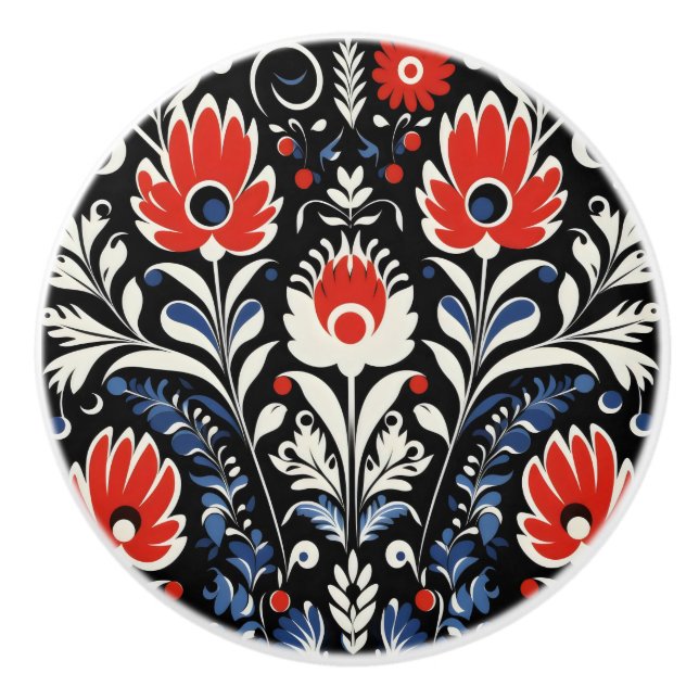 Blommigt Folk Mönster Knopp (Framsidan)