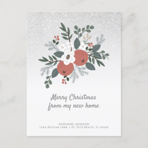 Blommigt FolkArt Glitter Helgdag Flytta Postcard Vykort