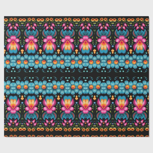 Blommigt FolkArt Modern Presentpapper (Seam)