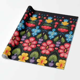 Blommigt FolkArt Modern Presentpapper