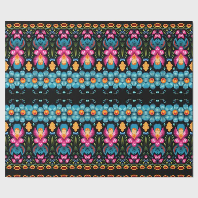 Blommigt FolkArt Modern Presentpapper (Seam)