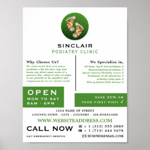 Blommigt Footprint, Podiatry Clinic, Podiatrist Poster
