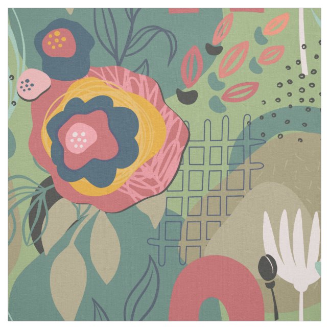 Blommigt för Abstrakt av grönt Tyg (Provkarta)