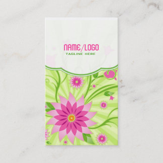 Blommigt för Abstrakt av rosa och Grönt Visitkort