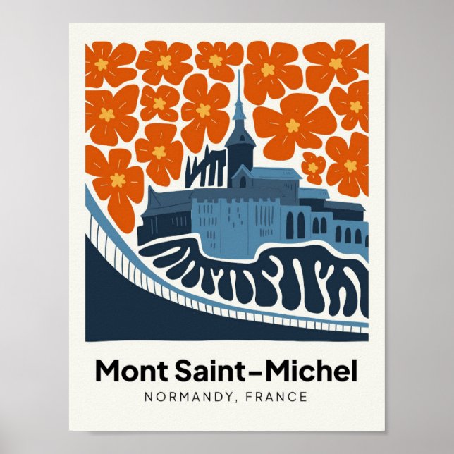 Blommigt för abstrakt i Mont Saint Michel Frankrik Poster (Framsidan)