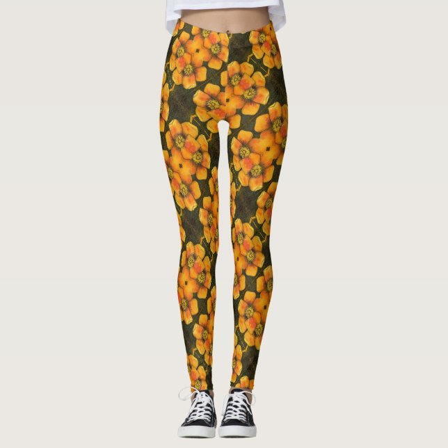 blommigt för abstrakt i roligt baserad på  petals  leggings (Framsida)
