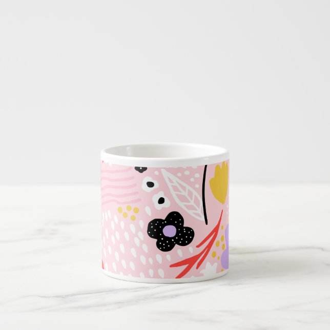 Blommigt för abstrakt: Kreativets Vintage Design. Espressomugg (Framsidan)