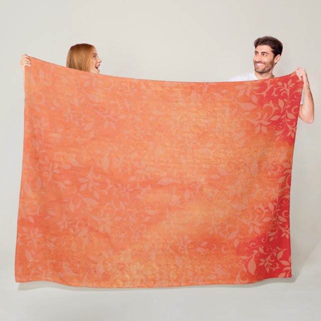 Blommigt för abstrakt på Orangen behåller bakgrund Fleecefilt (På plats)