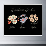 Blommigt för anpassad Vintage för Grandma Blomster Poster<br><div class="desc">Mormans Garden Flower och Barnbarn Namn anpassad design är en härlig blandning av vintagens charm och personligens värme. Det är perfekten som ett tillägg till en mormors tillflyktsort, som för in skönheten hos en botanisk trädgårdshöger i hennes hem. Den här produkten är en unik födelsedagspresent och ett idealiskt val för...</div>