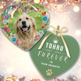 Blommigt för anpassningsbar Fotouppsättning Hjärtf Julgransprydnad Keramik