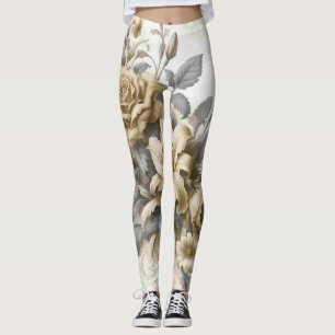 Blommigt för antik Gult av gångjärn Leggings