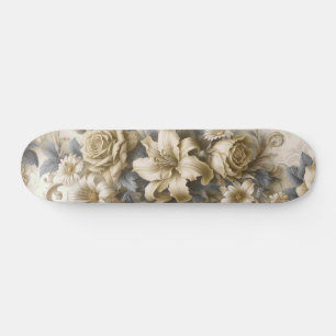 Blommigt för antik Gult av gångjärn Mini Skateboard Bräda 18,5 Cm