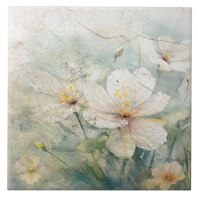 Blommigt för antik utseende Blommor design 339 Kakelplatta (Framsidan)