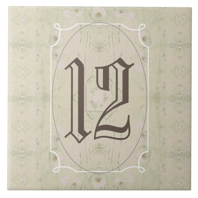 Blommigt för Antique Wood House-nummer Kakelplatta (Framsidan)