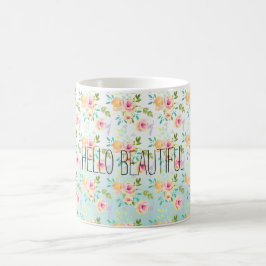 Blommigt för Aqua Ombre Rosa Gult Kaffemugg