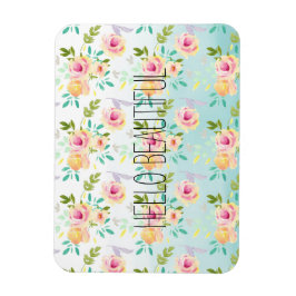 Blommigt för Aqua Ombre Rosa Gult  Magnet