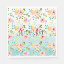Blommigt för Aqua Ombre Rosa Gult  Pappersservett