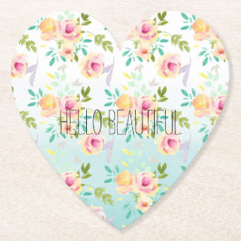 Blommigt för Aqua Ombre Rosa Gult  Underlägg Papper