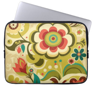 blommigt för återdesign av vintage ljust grönt laptop fodral