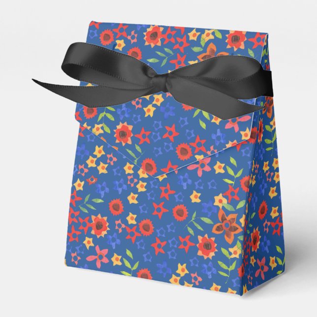 Blommigt för återföring av chic Skriv ut i den blå Presentaskar (Framsidan Sidan)