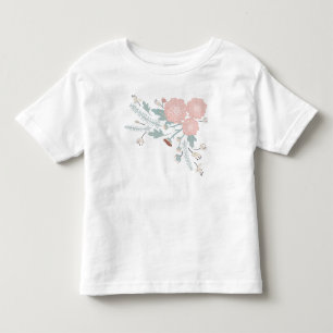 Blommigt för att spela upp blått Rosa Skriv ut T Shirt