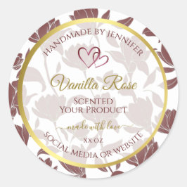 Blommigt för av Färgad i Guld Runt Klistermärke