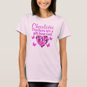 BLOMMIGT FÖR AV LOVELY PERSONLIG ROSA TEACHER APP TEE SHIRT