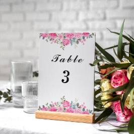 Blommigt för  av vattenfärg för Rosa Bordsnummer