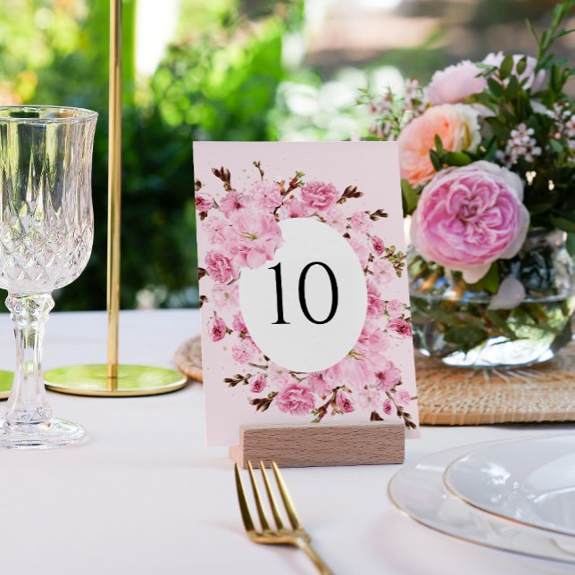 Blommigt för  av vattenfärg för Rosa Bordsnummer (Skapare uppladdad)