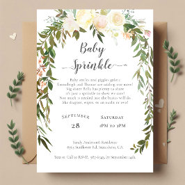 Blommigt för Baby Shower Sprinkle Elegant Vit ros Inbjudningar