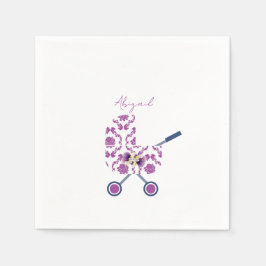 Blommigt för babykläder för magenta- och marinskad pappersservett